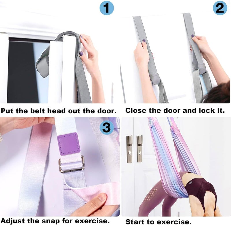 Elfzone Yoga Door Swing - Yoga Strap, Backbend Training Stretching Rope with Door Anchor, Flexibility Trainer Stretching Equipment Assist Stretch Strap for Fitness Gymnastics Dance Aerial Yoga Ballet - Image 4